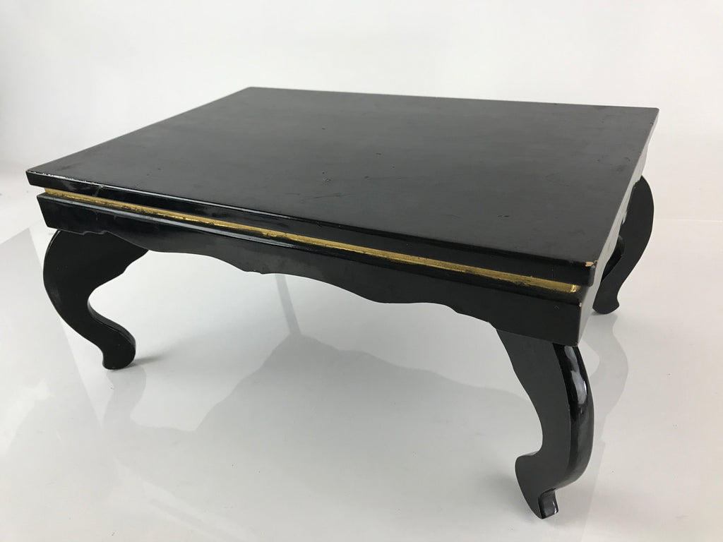Antique Japanese Wooden Legged Tray Ozen Lacquered Black Table UR805