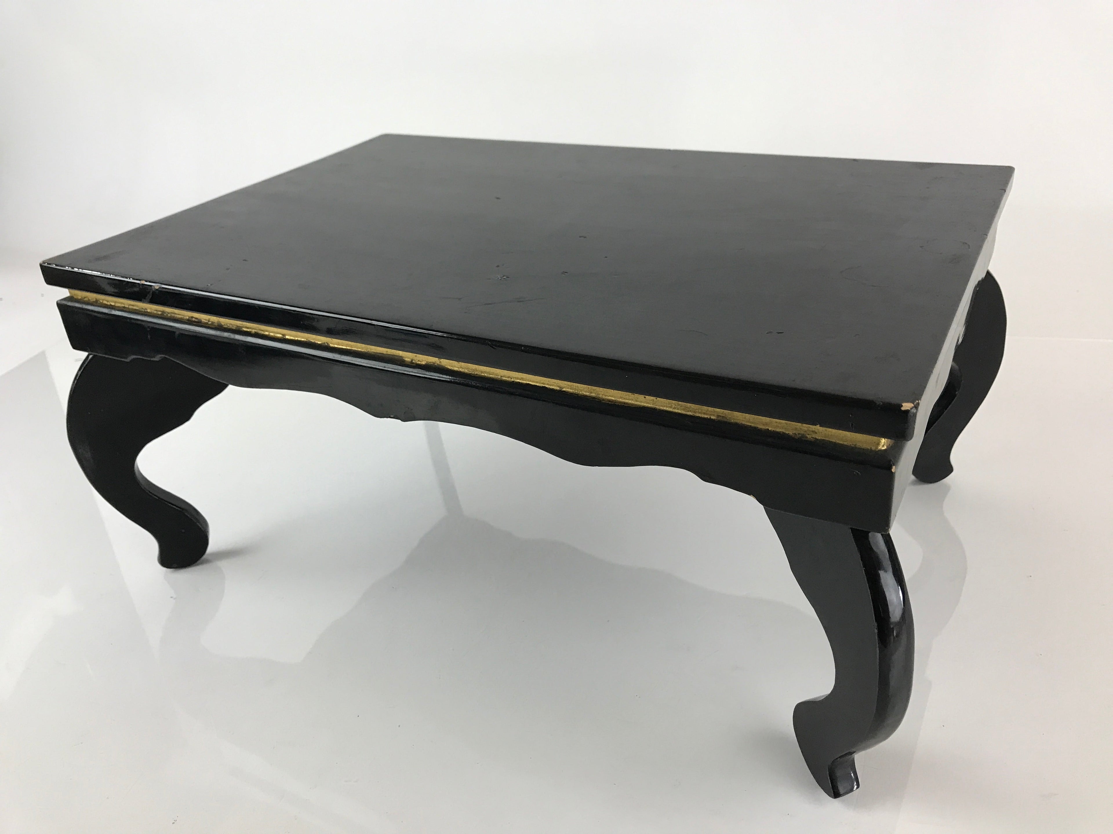 Antique Japanese Wooden Legged Tray Ozen Lacquered Black Table UR805