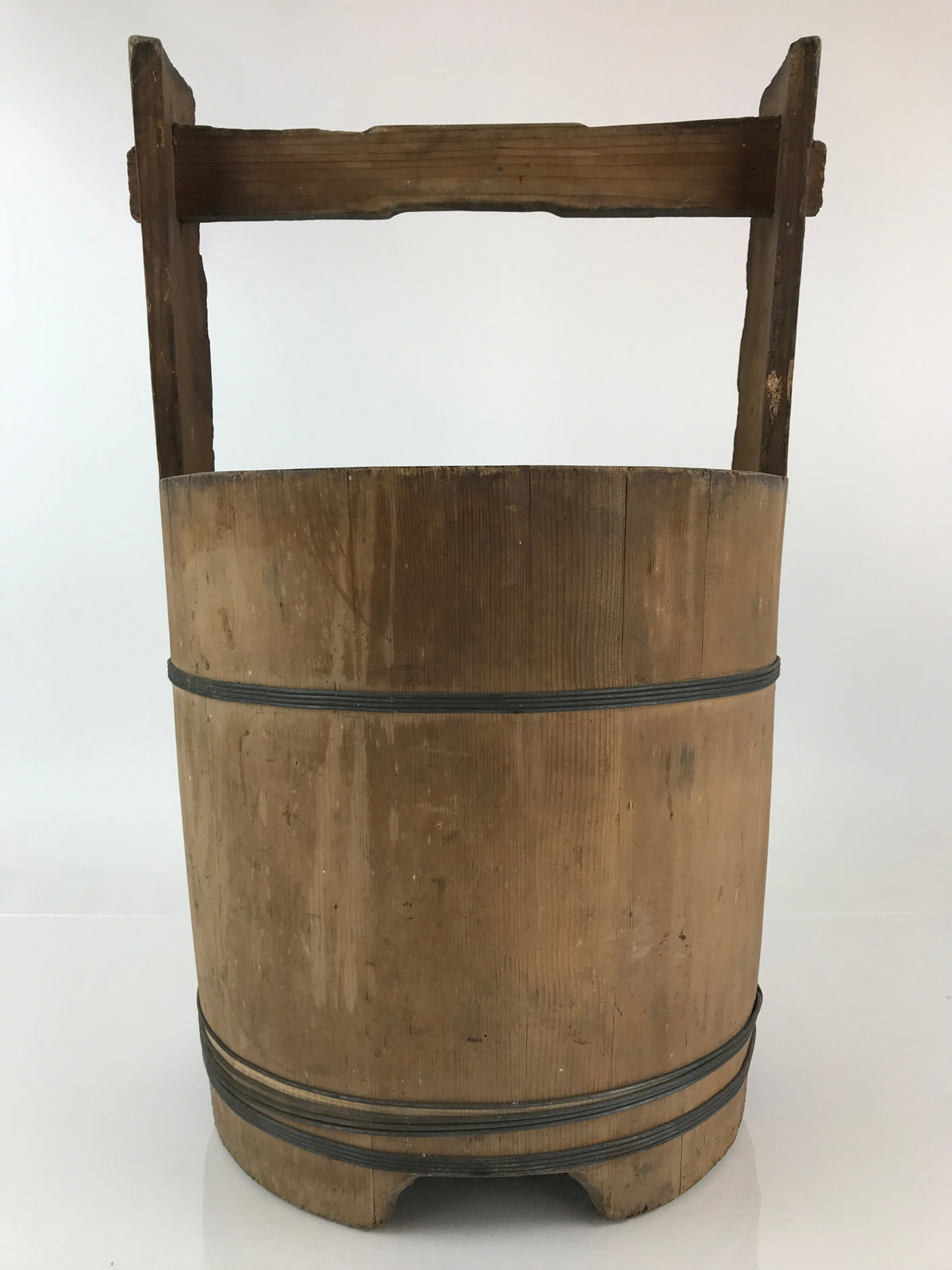 Antique Japanese Wooden Mizuoke Bucket C1900 Handle Teoke Well Water BK3
