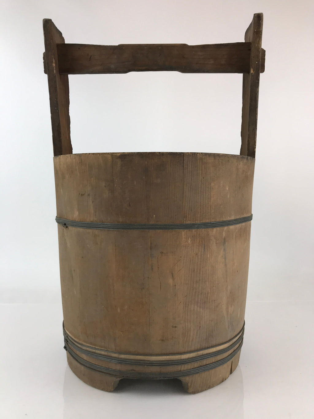 Antique Japanese Wooden Mizuoke Bucket C1900 Handle Teoke Well Water BK3