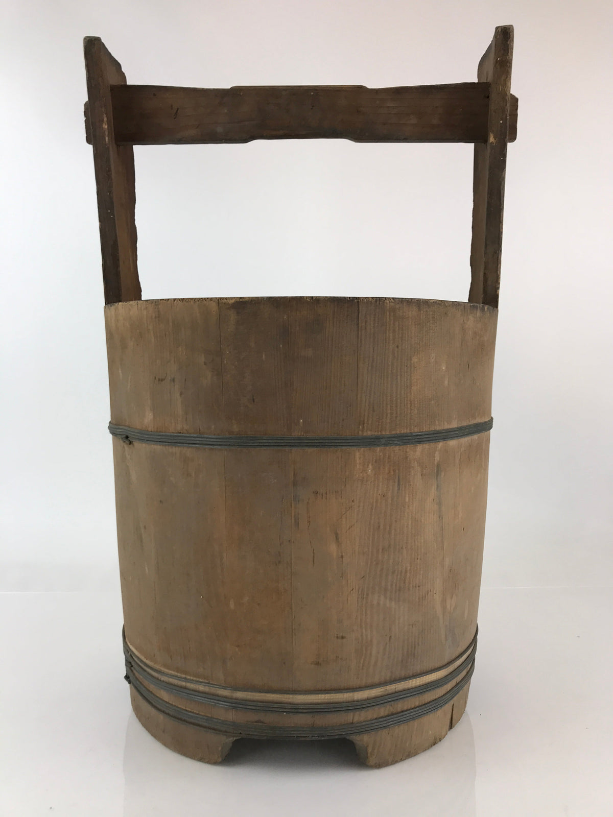 Antique Japanese Wooden Mizuoke Bucket C1900 Handle Teoke Well Water BK3