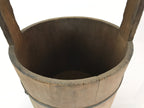 Antique Japanese Wooden Mizuoke Bucket C1900 Handle Teoke Well Water BK3