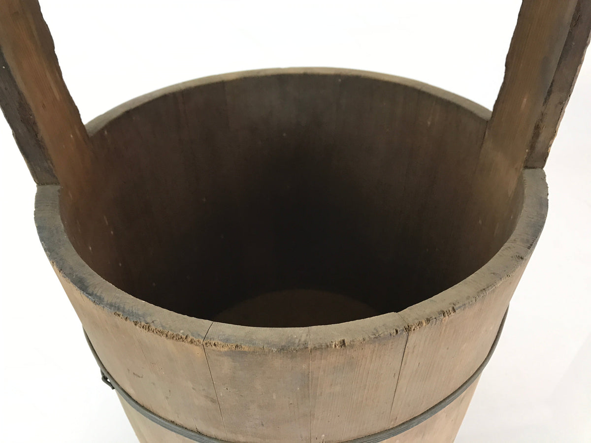 Antique Japanese Wooden Mizuoke Bucket C1900 Handle Teoke Well Water BK3