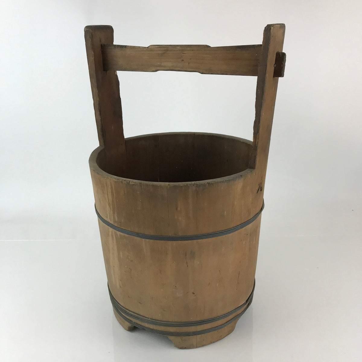 Antique Japanese Wooden Mizuoke Bucket C1900 Handle Teoke Well Water BK3