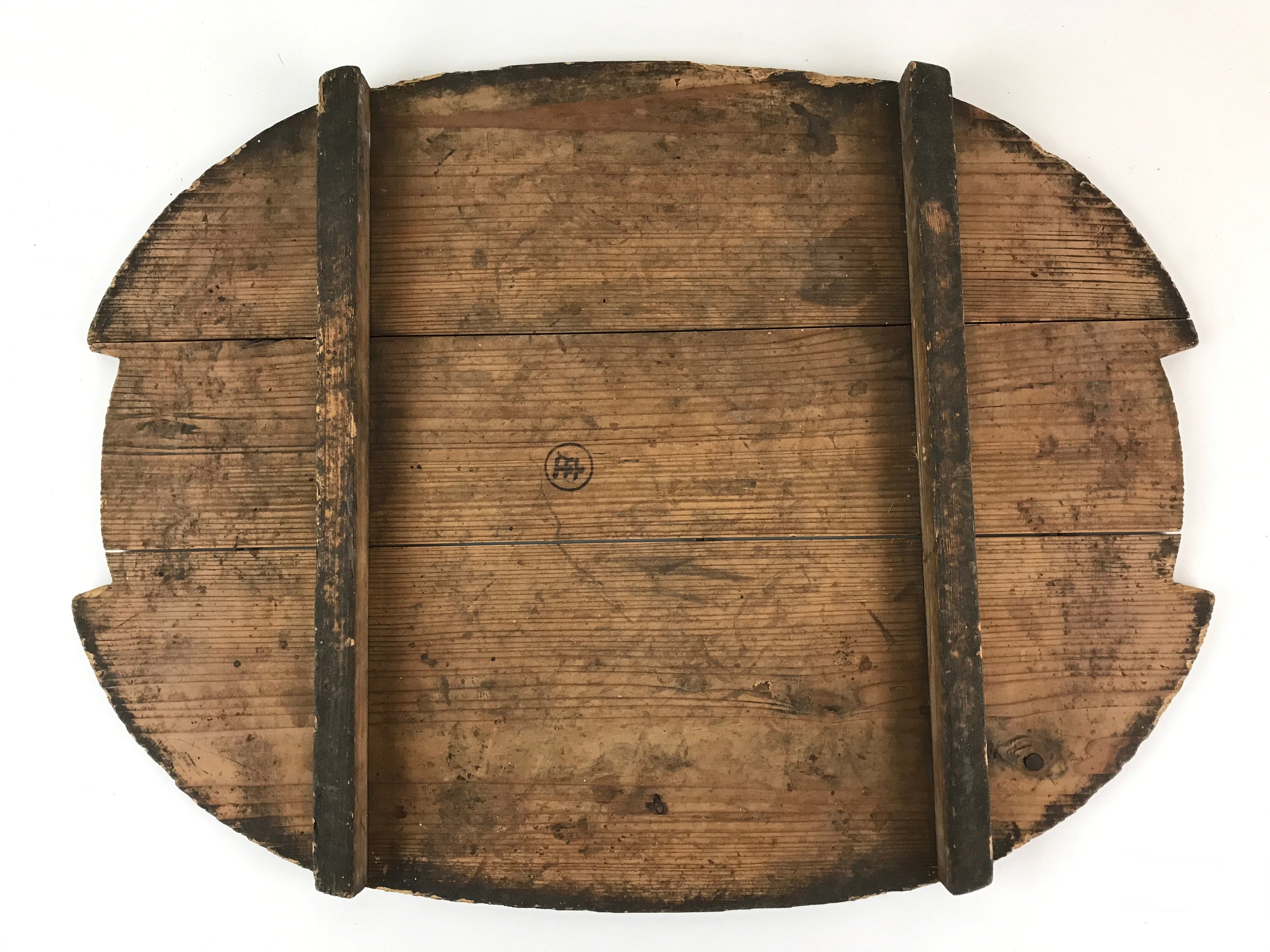Antique Japanese Wooden Mizuoke Lidded Bucket C1900 Large Tub Wash Basin BK1