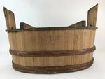 Antique Japanese Wooden Mizuoke Lidded Bucket C1900 Large Tub Wash Basin BK1