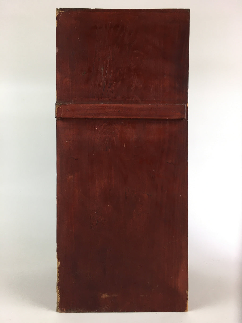 Antique Japanese Wooden Red Pottery Storage Box Inside 21x23x52cm WB954
