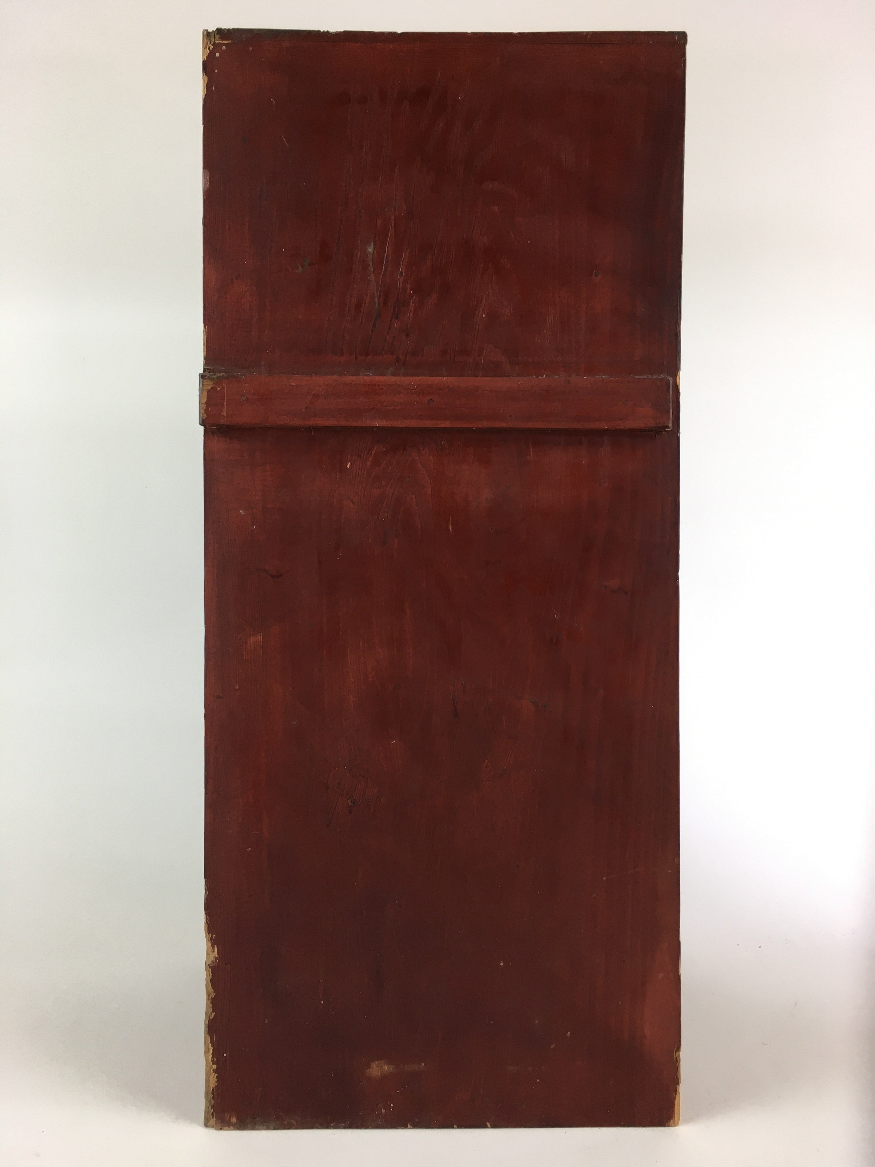 Antique Japanese Wooden Red Pottery Storage Box Inside 21x23x52cm WB954