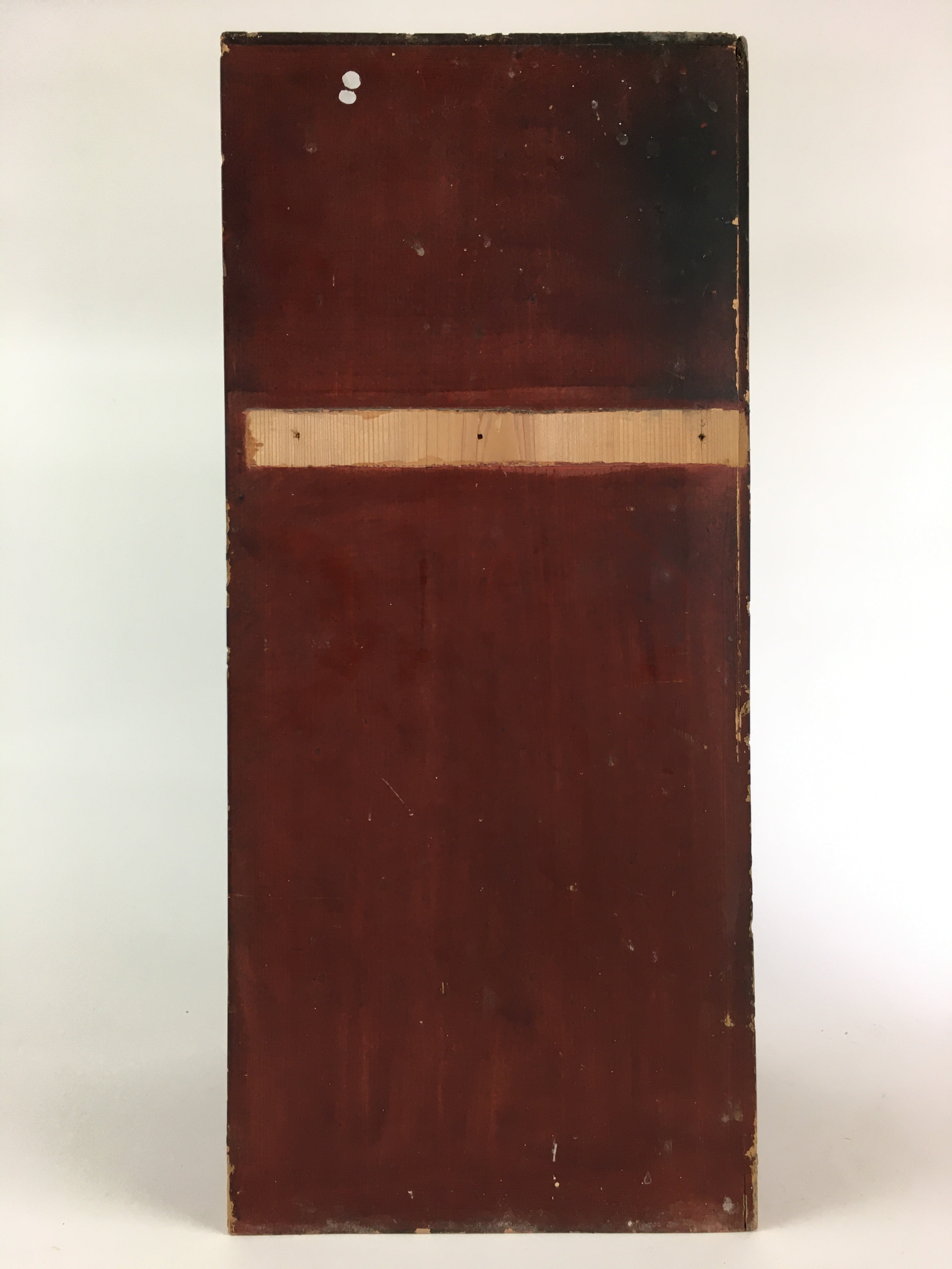 Antique Japanese Wooden Red Pottery Storage Box Inside 21x23x52cm WB954