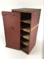 Antique Japanese Wooden Red Pottery Storage Box Inside 21x23x52cm WB954