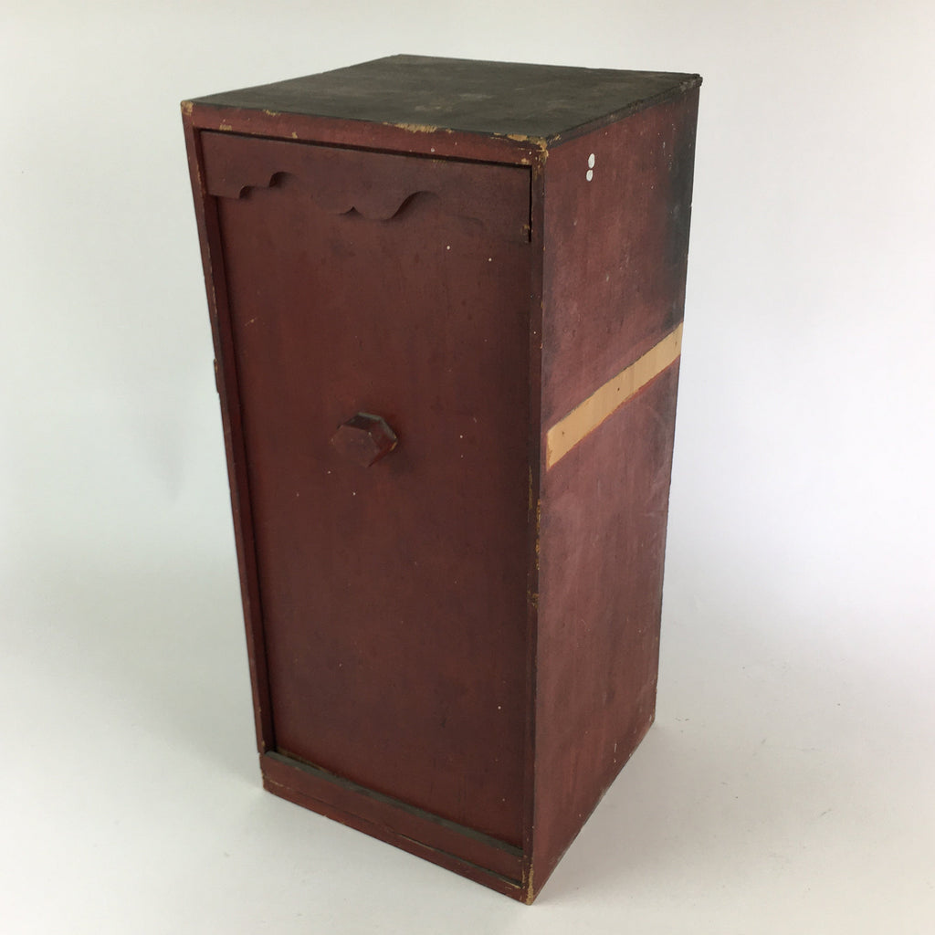 Antique Japanese Wooden Red Pottery Storage Box Inside 21x23x52cm WB954