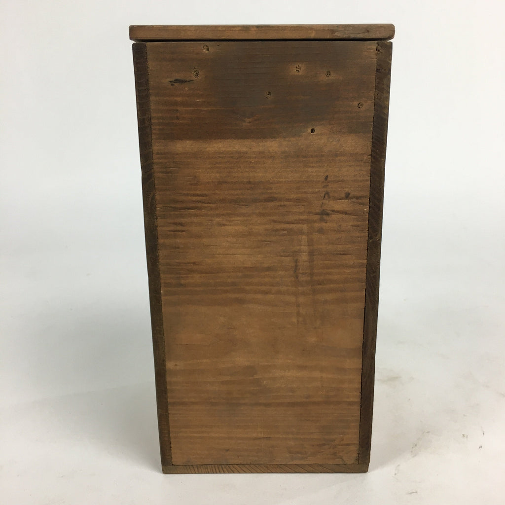 Antique Japanese Wooden Storage Box Pottery Hako Inside 8.5x8.5x18cm WB831