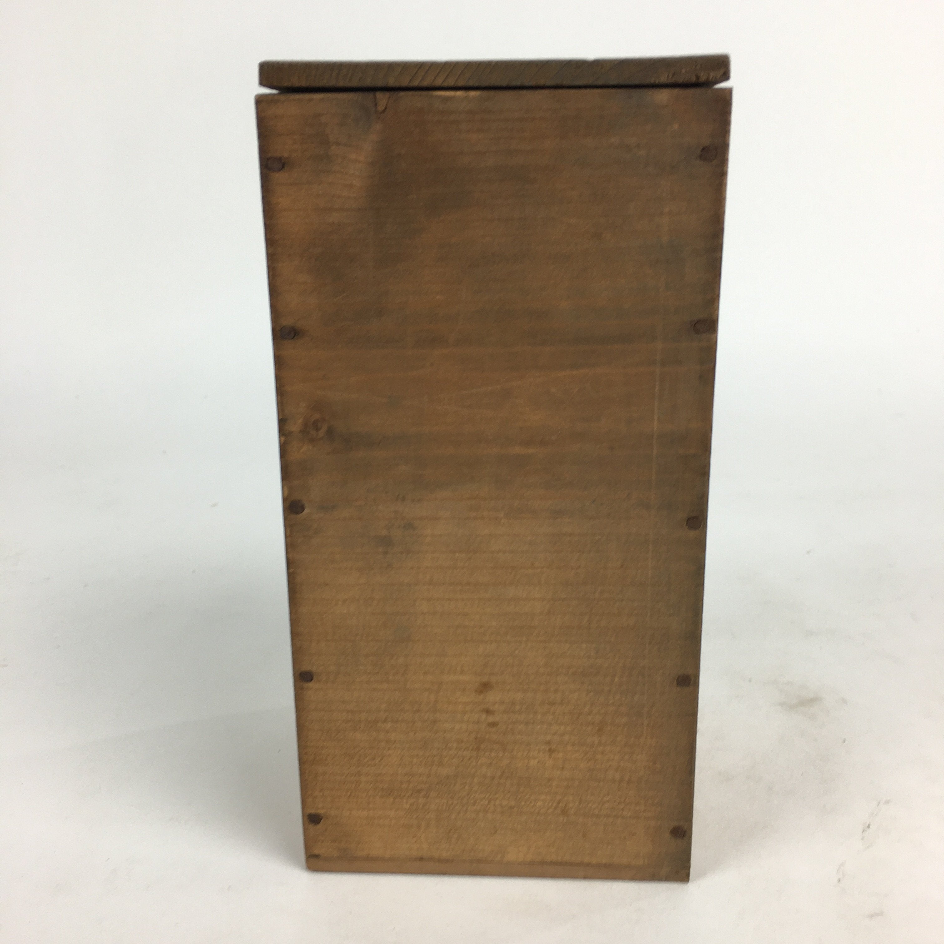 Antique Japanese Wooden Storage Box Pottery Hako Inside 8.5x8.5x18cm WB831