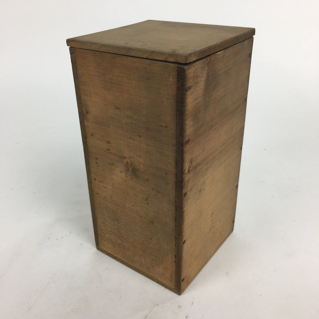 Antique Japanese Wooden Storage Box Pottery Hako Inside 8.5x8.5x18cm WB831