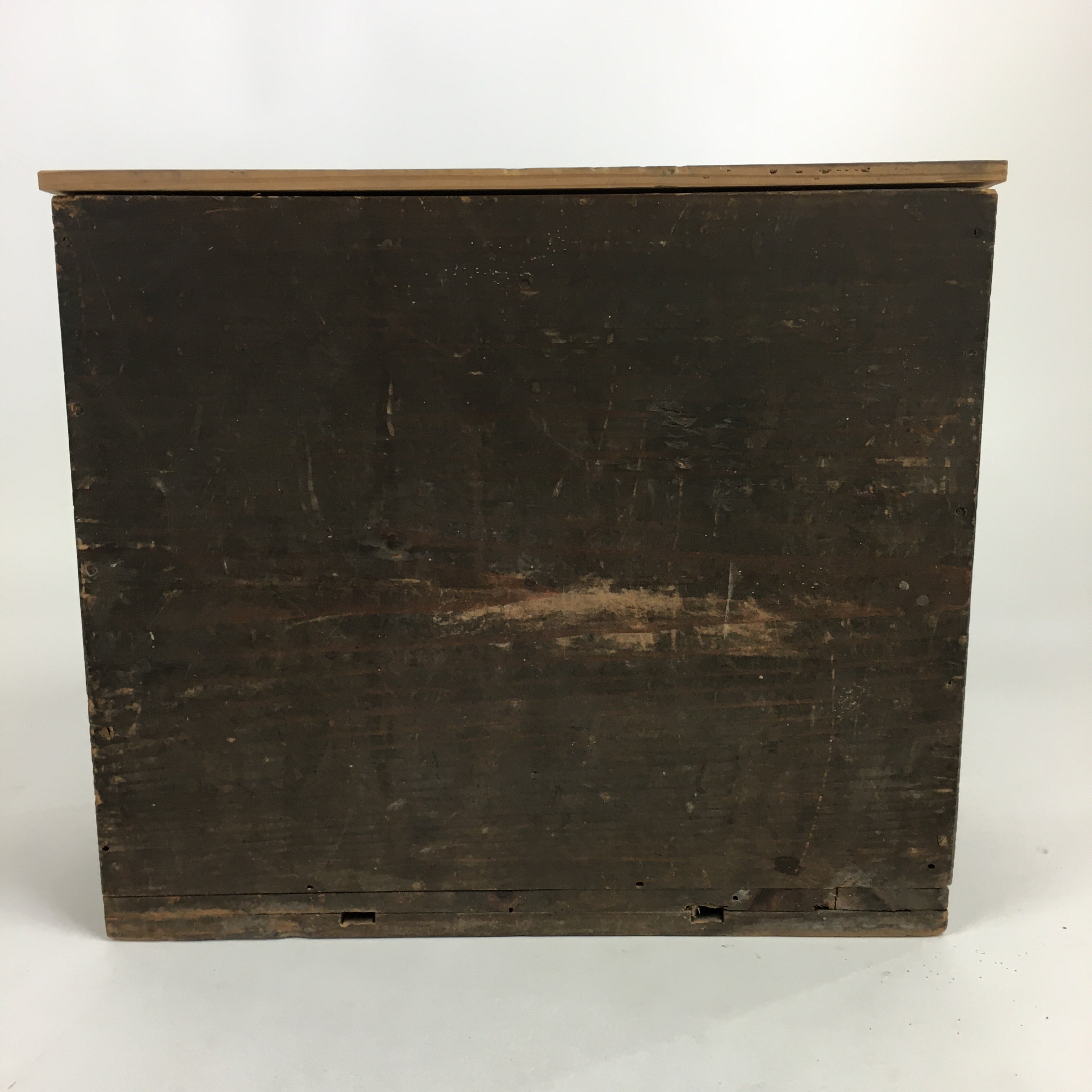 Antique Japanese Wooden Storage Box Pottery Inside 13x27.9x23cm WB896