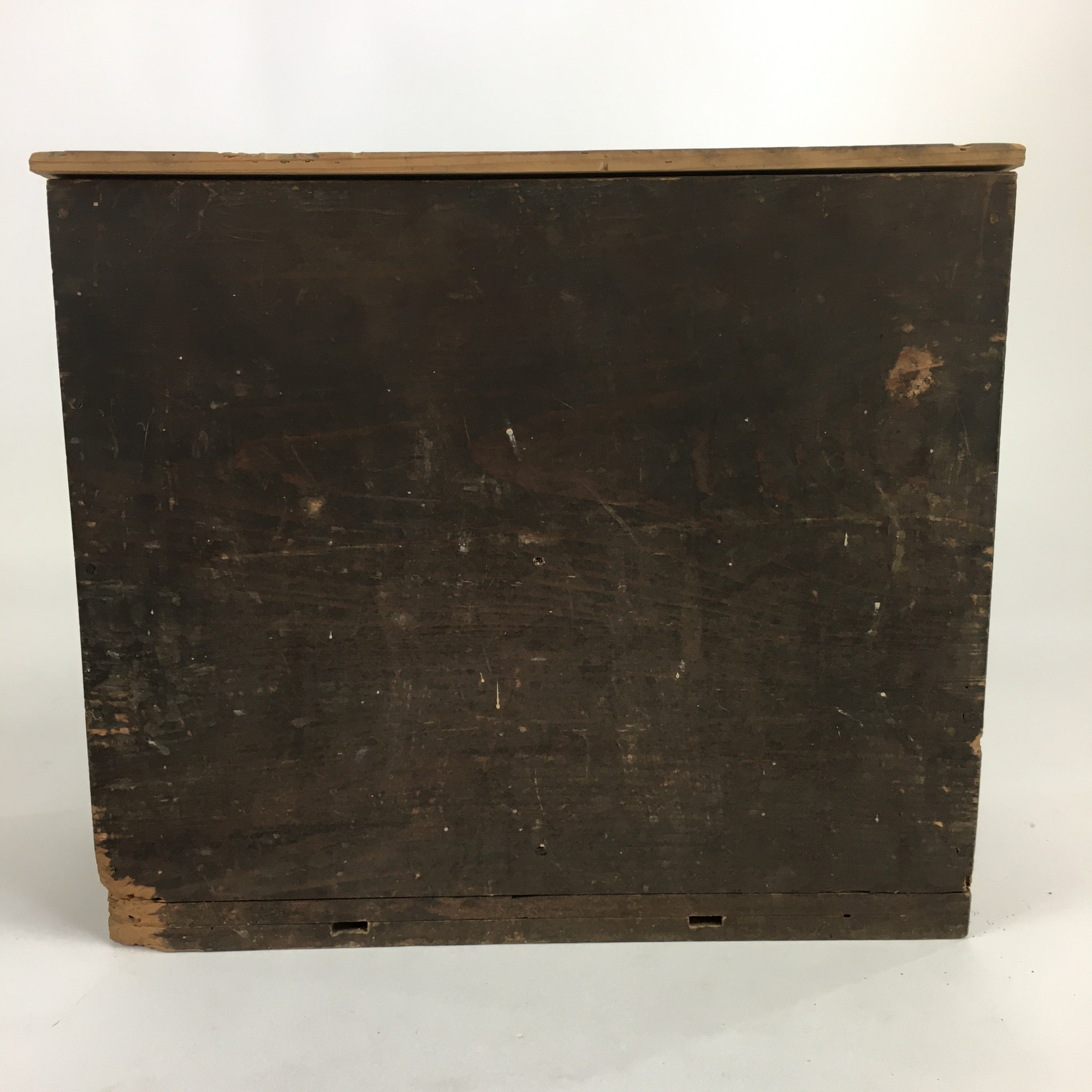 Antique Japanese Wooden Storage Box Pottery Inside 13x27.9x23cm WB896
