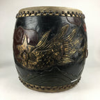 Antique Japanese Wooden Taiko Drum C1900 Dragon Matsuri Musical Instrument BD718