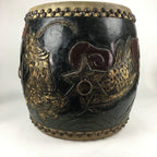 Antique Japanese Wooden Taiko Drum C1900 Dragon Matsuri Musical Instrument BD718