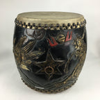 Antique Japanese Wooden Taiko Drum C1900 Dragon Matsuri Musical Instrument BD718