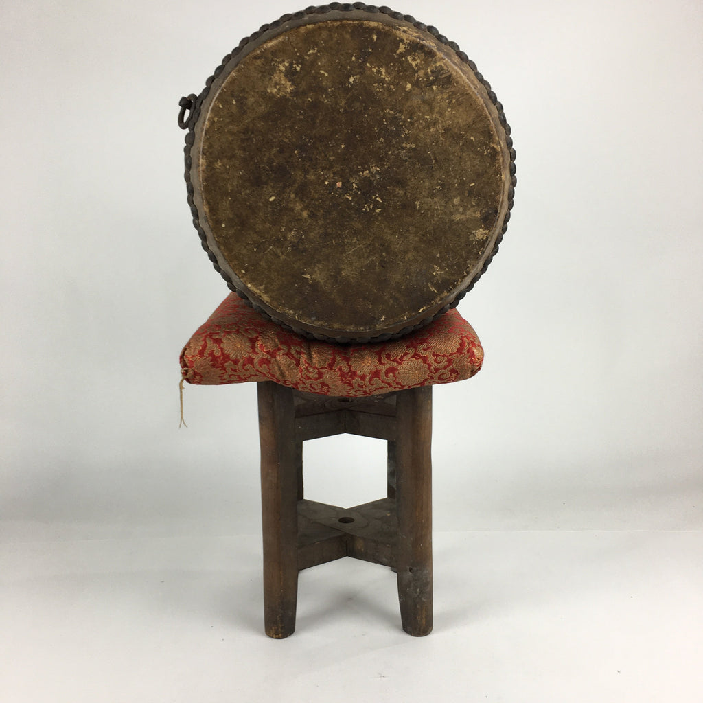 Antique Japanese Wooden Taiko Drum Matsuri Musical Instrument Brown BD724