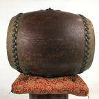 Antique Japanese Wooden Taiko Drum Matsuri Musical Instrument Brown BD724