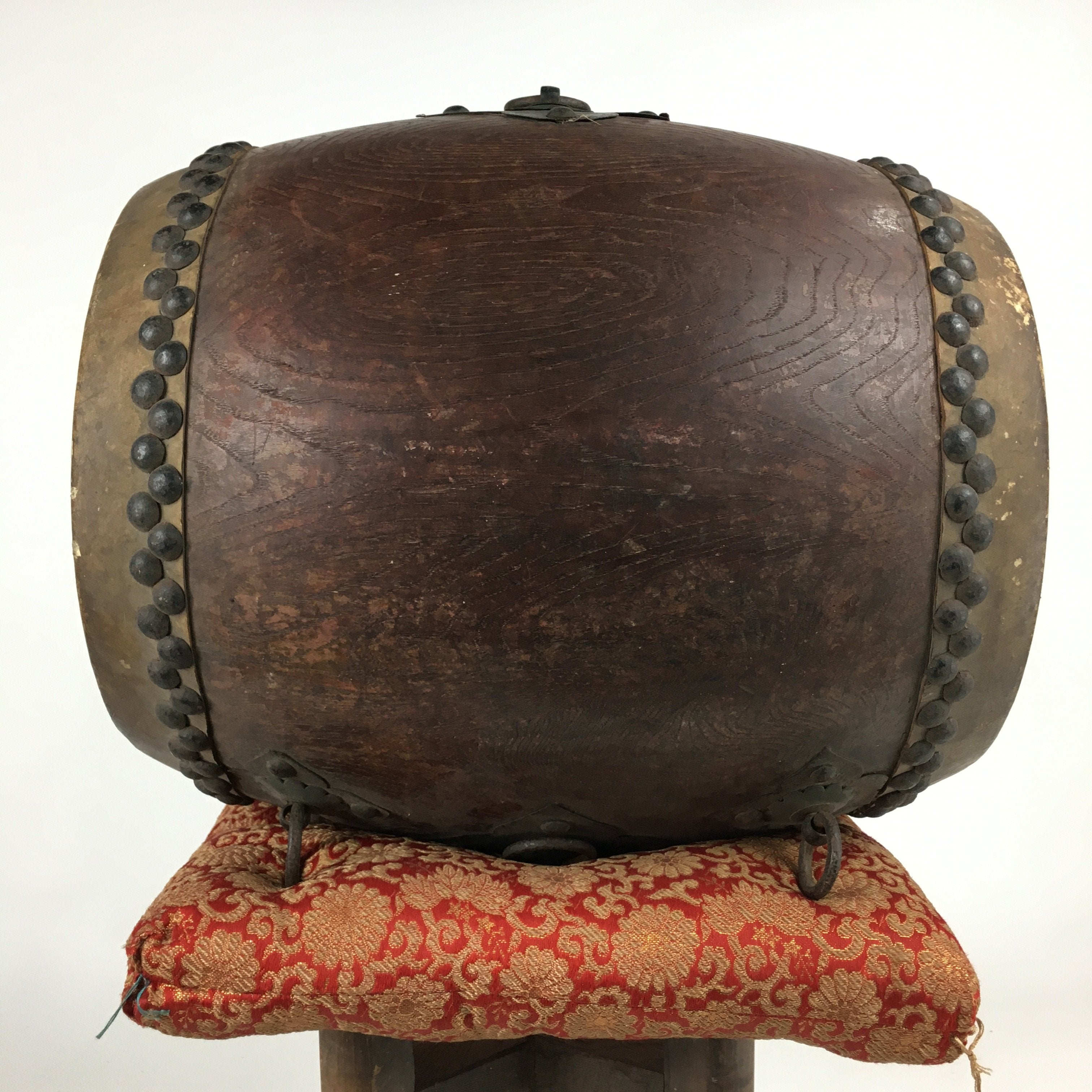 Antique Japanese Wooden Taiko Drum Matsuri Musical Instrument Brown BD724