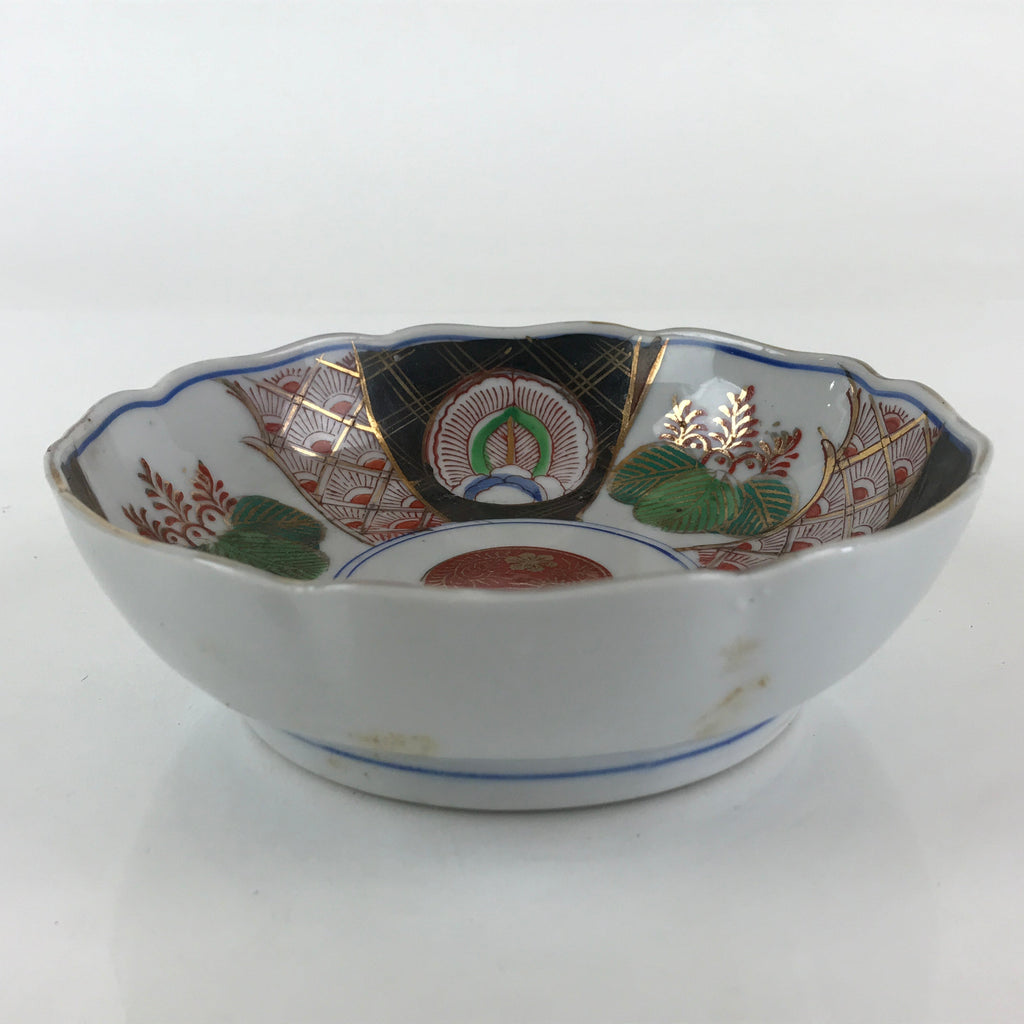 Antique Japanese koimari Arita Ware Porcelain Bowl Red Green Floral Design PY198