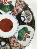 Antique Japanese koimari Arita Ware Porcelain Bowl Red Green Floral Design PY199