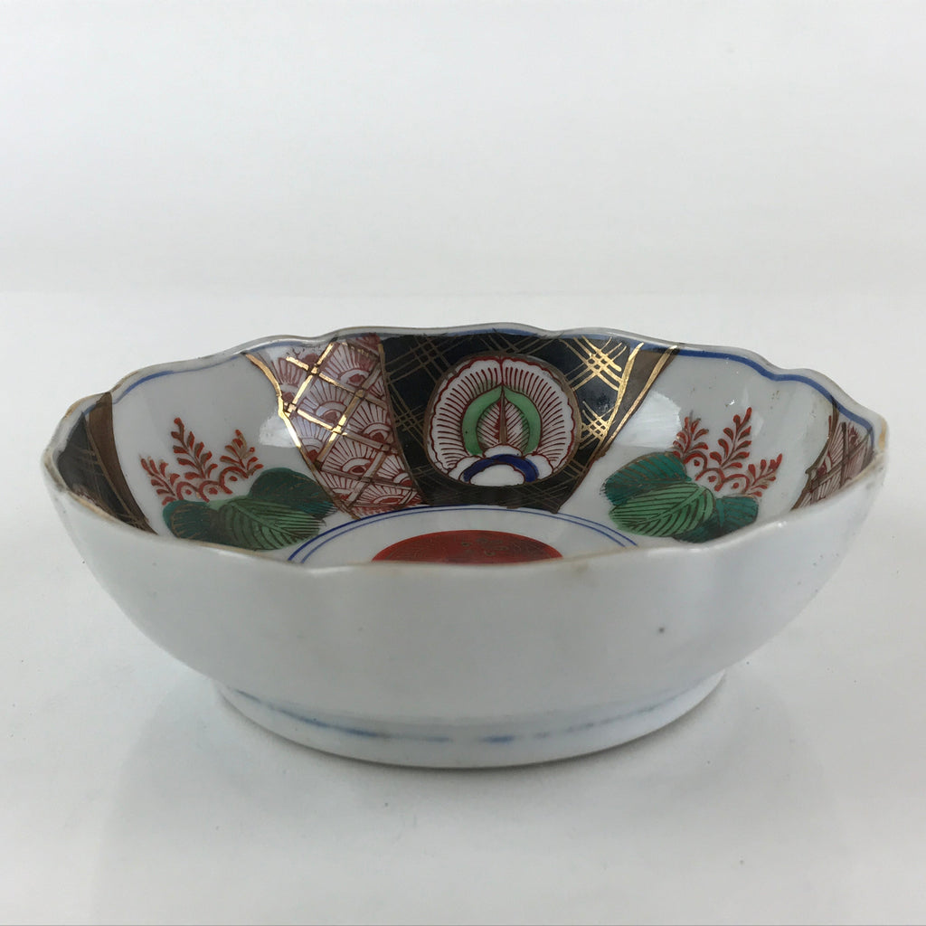 Antique Japanese koimari Arita Ware Porcelain Bowl Red Green Floral Design PY199
