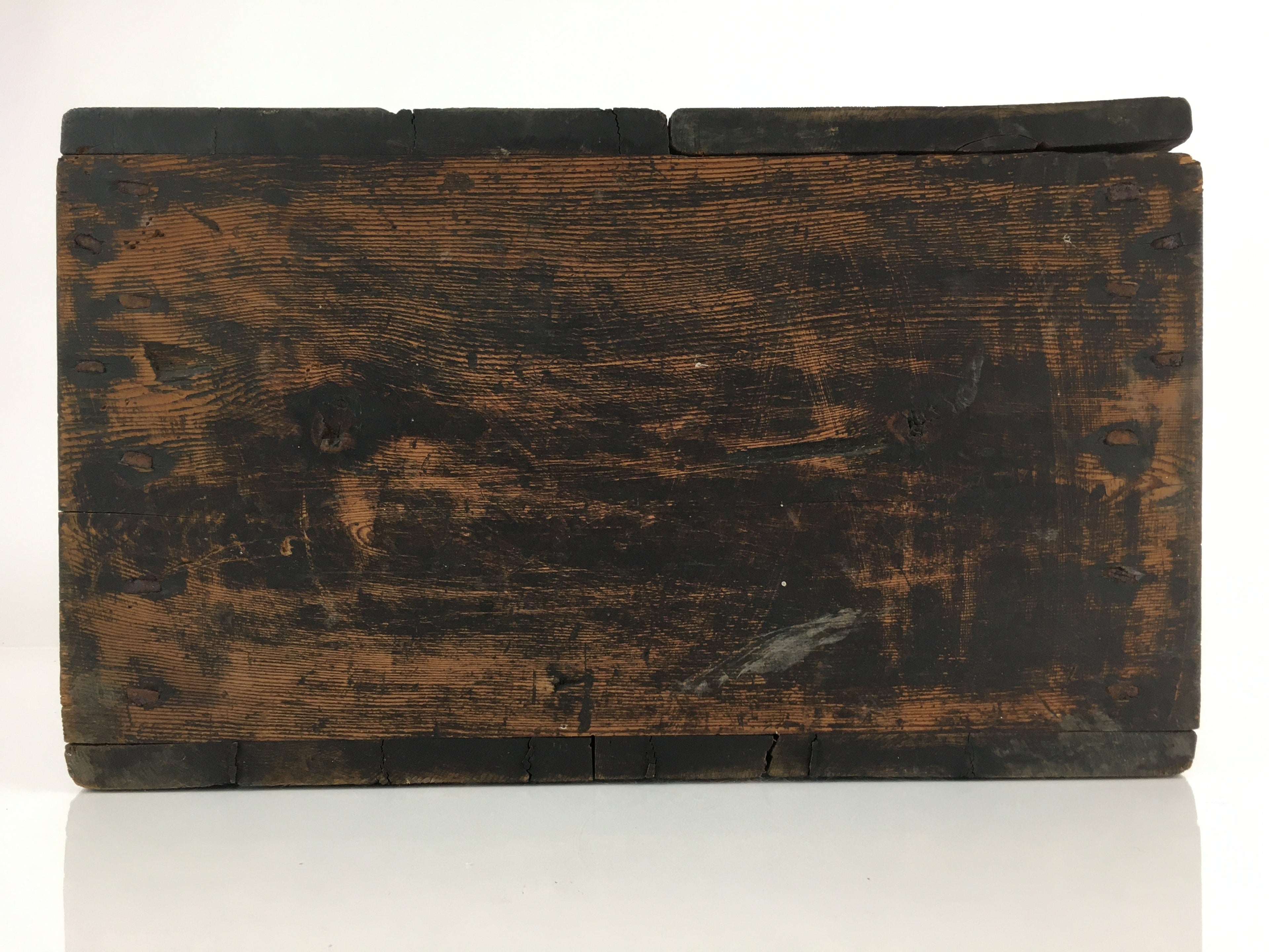 Antique Meiji Era C1850 Japanese Wooden Safe Lockbox Zenibako Kinko WB998