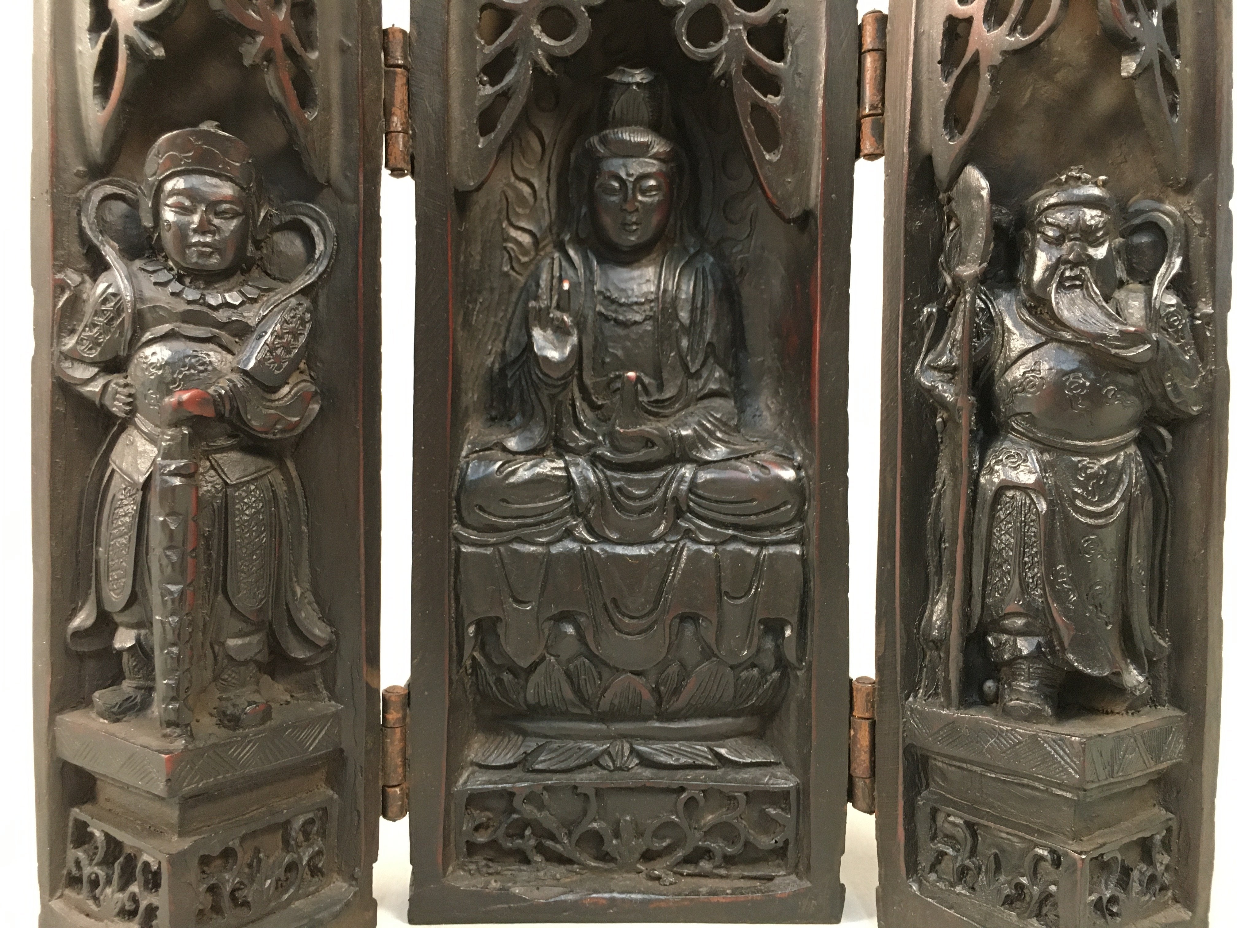 Antique Wooden Chinese Buddhist Miniature Shrine Vtg Butsugan BD610