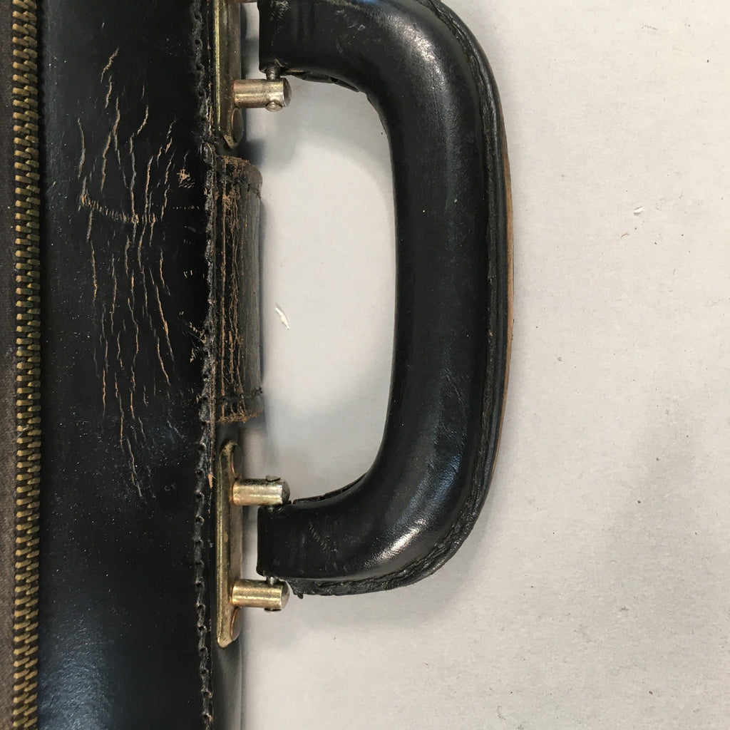 British Business Bag Vtg HH Brand Black Briefcase Leather C1970 KB18
