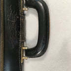 British Business Bag Vtg HH Brand Black Briefcase Leather C1970 KB18