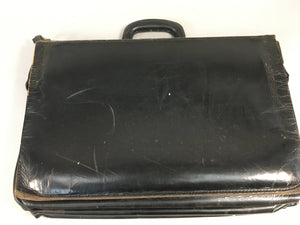 British Business Bag Vtg HH Brand Black Briefcase Leather C1970 KB18