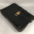 British Business Bag Vtg HH Brand Black Briefcase Leather C1970 KB18
