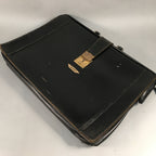 British Business Bag Vtg HH Brand Black Briefcase Leather C1970 KB18