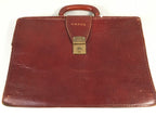 British Business Bag Vtg Unbranded Black Briefcase Leather Reddish Brown KB19