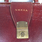 British Business Bag Vtg Unbranded Black Briefcase Leather Reddish Brown KB19