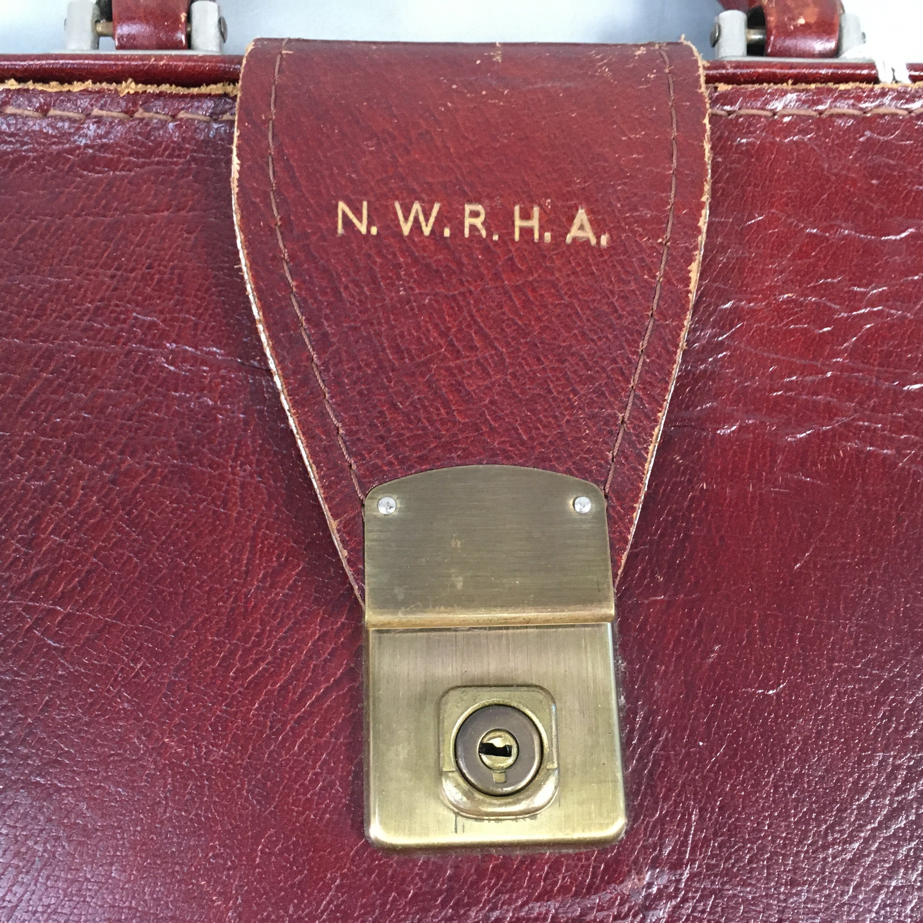 British Business Bag Vtg Unbranded Black Briefcase Leather Reddish Brown KB19