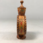 Bulgaria Wooden Perfume Bottle Vtg Container Floral Rose Brown KF403