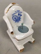 Canadian Pin Cushion Vtg Porcelain Armchair Village Quebecois d'Antan KF441