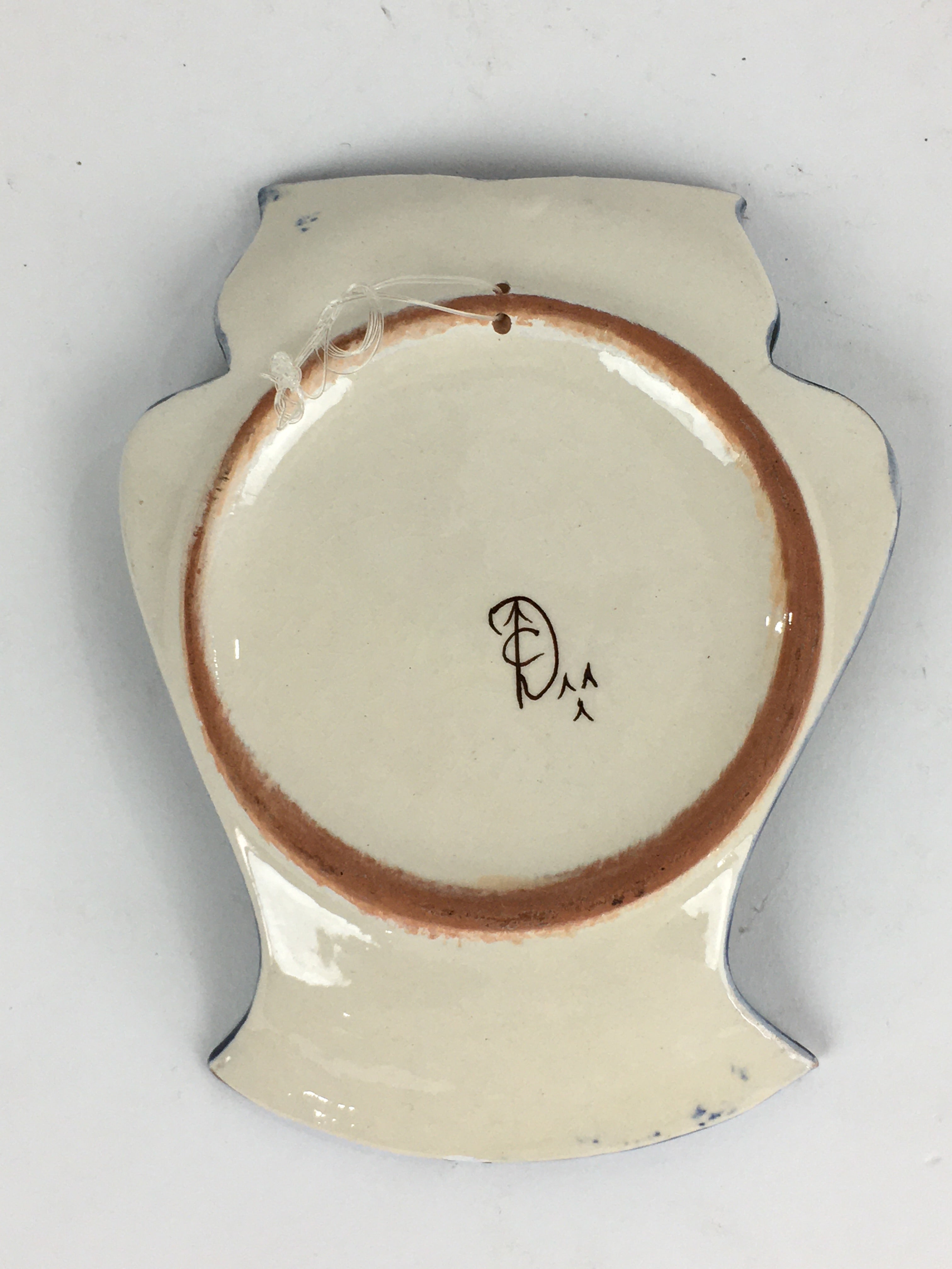 Ceramic Wall Hanging Plate Vtg Owl Yakimono Ornament Green Blue From Japan JK344