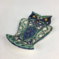 Ceramic Wall Hanging Plate Vtg Owl Yakimono Ornament Green Blue From Japan JK344