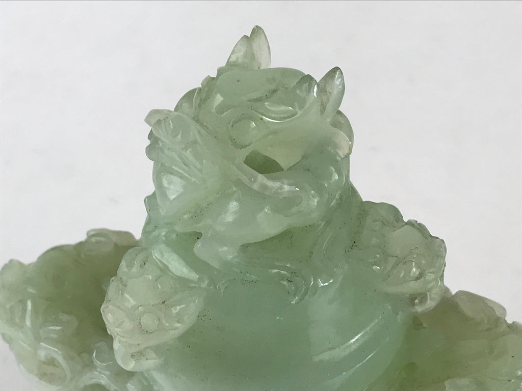 Chinese Art Jade Stone Sculpture Incense Burner Container Vtg Three Legs Koro BU836