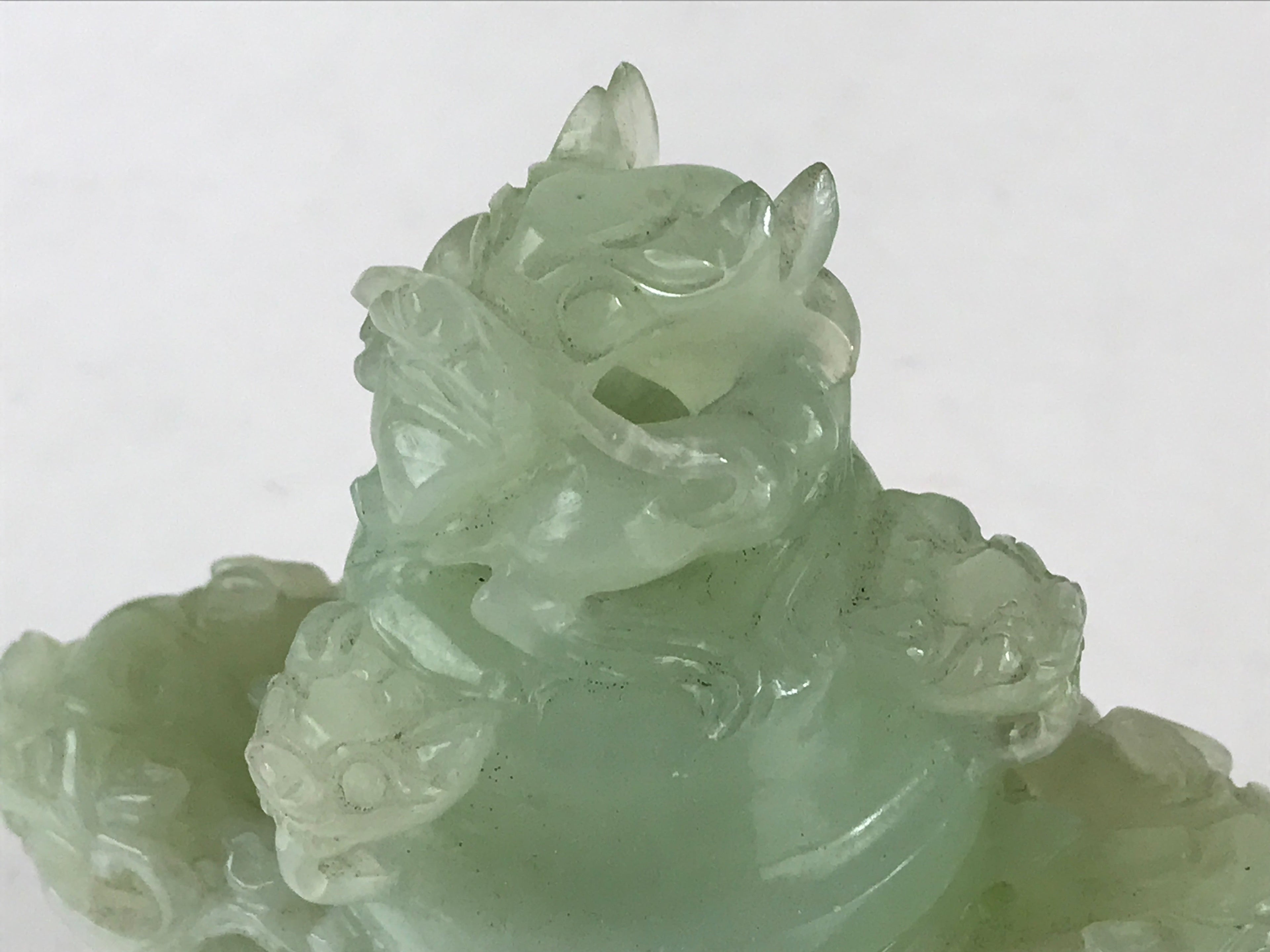 Chinese Art Jade Stone Sculpture Incense Burner Container Vtg Three Legs Koro BU836