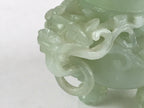 Chinese Art Jade Stone Sculpture Incense Burner Container Vtg Three Legs Koro BU836