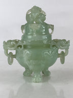 Chinese Art Jade Stone Sculpture Incense Burner Container Vtg Three Legs Koro BU836