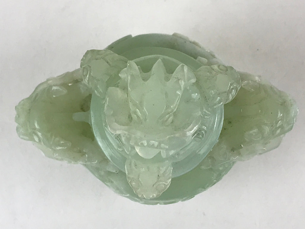 Chinese Art Jade Stone Sculpture Incense Burner Container Vtg Three Legs Koro BU836