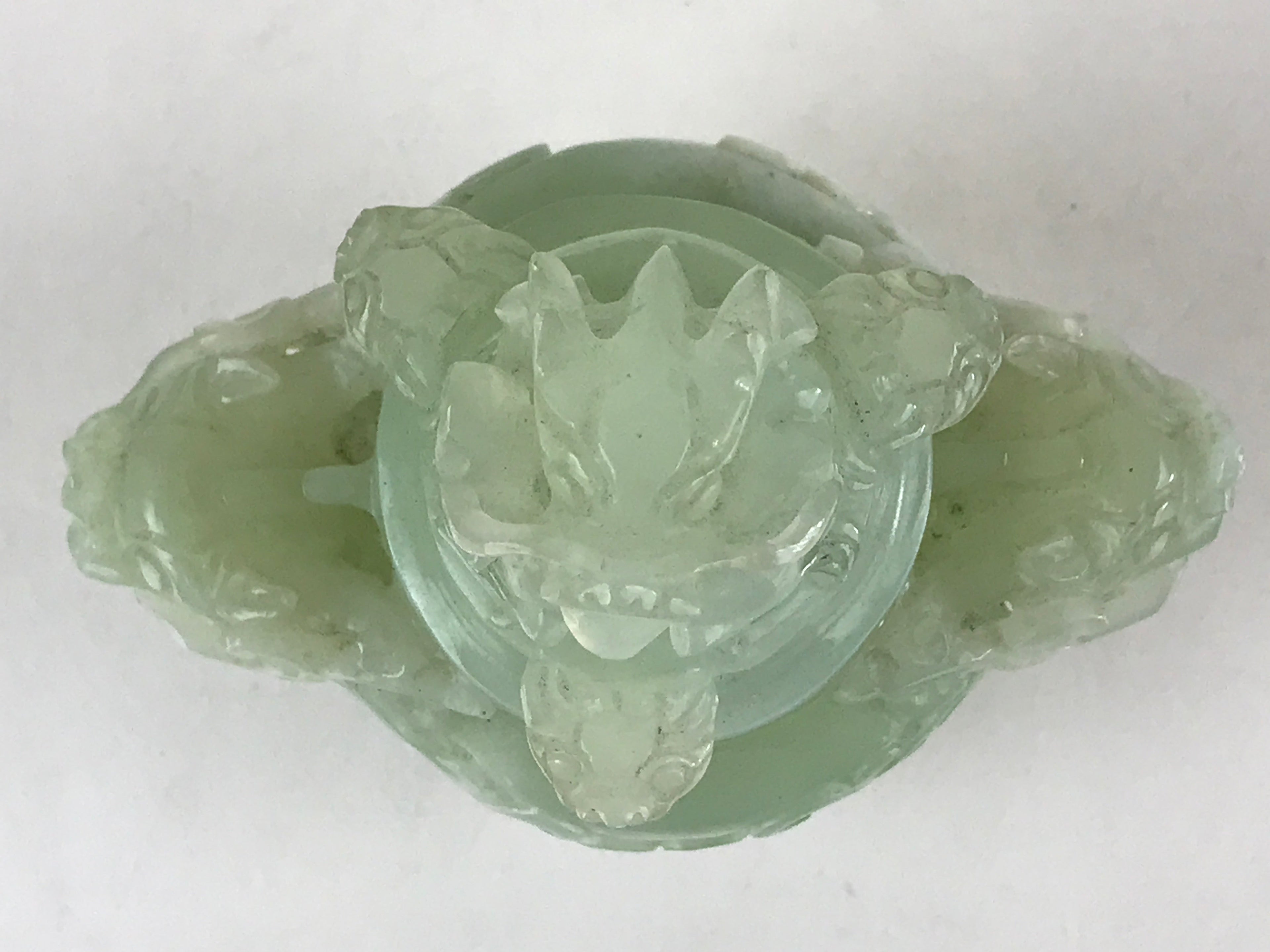 Chinese Art Jade Stone Sculpture Incense Burner Container Vtg Three Legs Koro BU836
