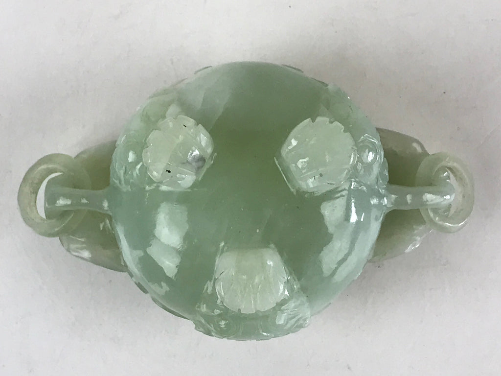Chinese Art Jade Stone Sculpture Incense Burner Container Vtg Three Legs Koro BU836